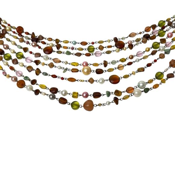 Lia Sophia Beaded Necklace Multi Strand Layered Colorful Beaumont Gold Tone - Picture 4 of 14